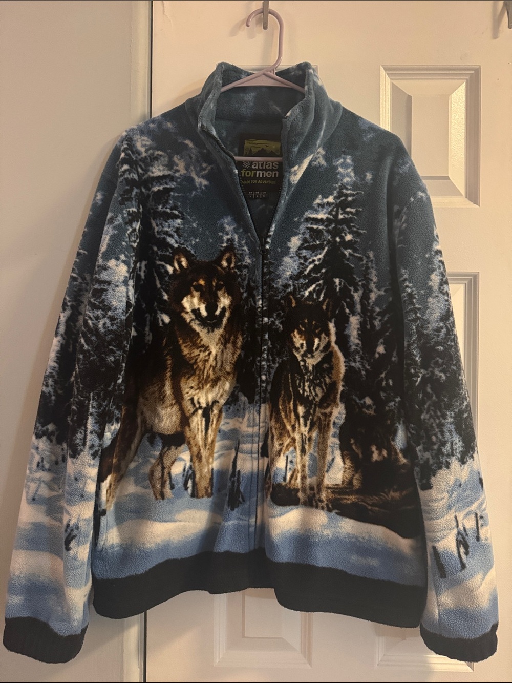 Fleece Wolf Print Jacket